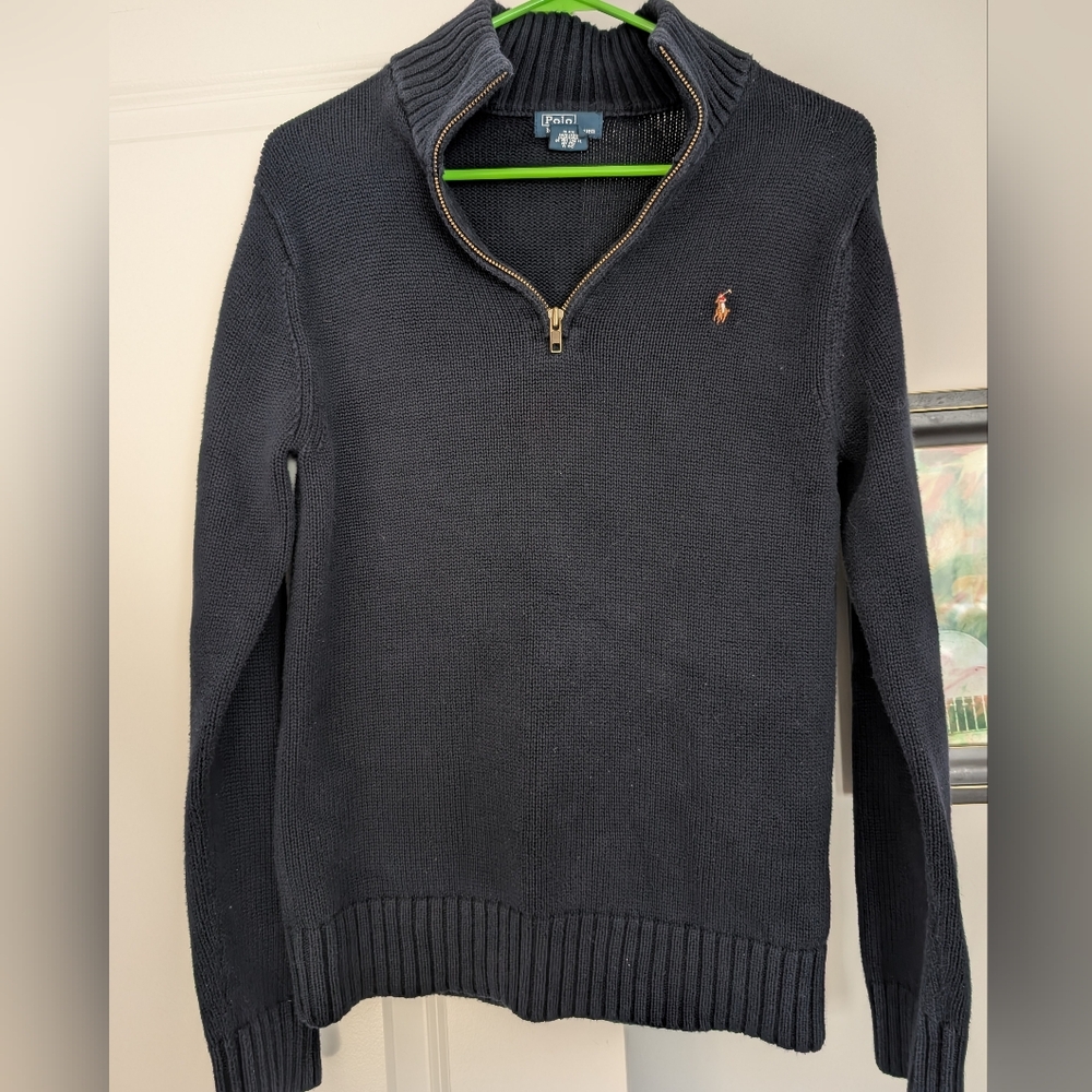 Ralph Lauren Boy's Navy 1/4 Zip Sweater